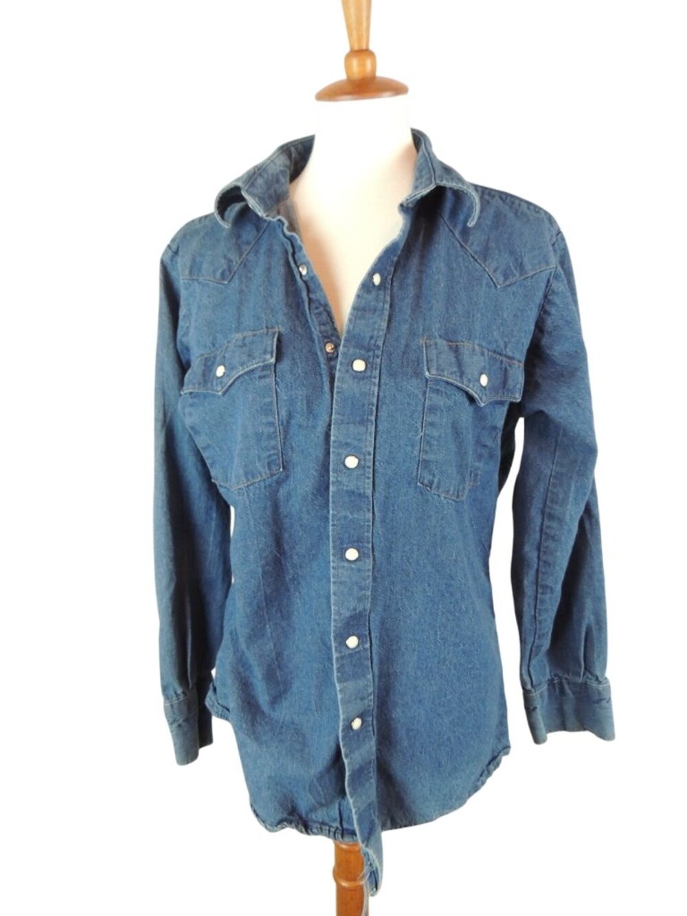 Saddle King Western denim snap shirt mens Large